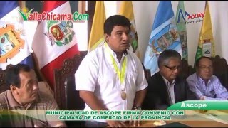 Municipalidad de Ascope firma convenio con Cámara de Comercio de la Provincia [upl. by Neelhsa458]