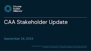 Circular Action Alliance Stakeholder Update [upl. by Ahseeyt]