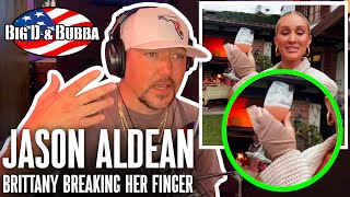 Jason Aldean Explains How His Wife Brittany Broke Her Finger In Europe [upl. by Bogosian]