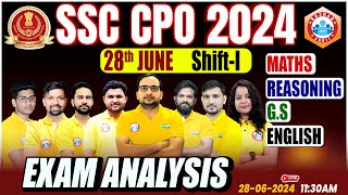 SSC CPO Analysis 2024  28 June Shift 1  SSC CPO Question Paper 2024 Analysis  SSC CPO SI 2024 [upl. by Ise]