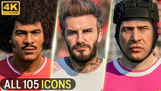 ALL 105 ICON Faces in EA Sports FC 24 Ronaldo Ronaldinho Beckham etc [upl. by Nehemiah]