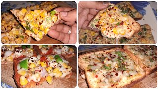 4 बोहोत ही चीज़ी रेसिपी मिनटों में🤤 Garlic Bread Recipe 🤩 Corn Capsicum Toast Bread Pizza Recipe [upl. by Bore]