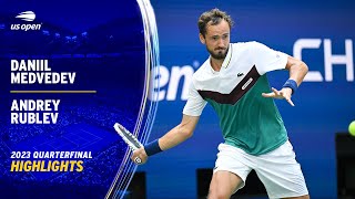 Daniil Medvedev vs Andrey Rublev Highlights  2023 US Open Quarterfinal [upl. by Luhar]