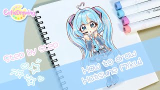 How to Draw Hatsune Miku on Paper Step by Step  Using COPIC and Ohuhu Markers [upl. by Eceinhoj]