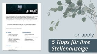 5 Tipps für die Erstellung von Stellenanzeigen  onapply bms [upl. by Clemmie]