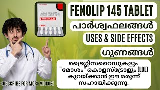 Fenolip 145 Tablet medicine uses side effects malayalam  used to treat high cholesterol [upl. by Ellebana]