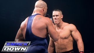 A debuting John Cena accepts Kurt Angles open challenge SmackDown June 27 2002 [upl. by Atikihc]