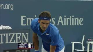 US Open 2013 R4 Robredo vs Federer [upl. by Nimzzaj]