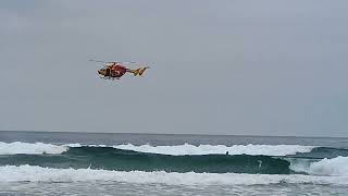 Helicopter surf rescue at Broulee NSW Australia [upl. by Nebuer]