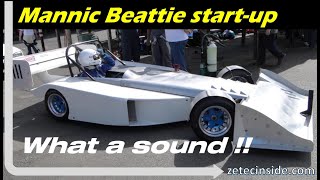 Nick Manns Mannic Beattie hillclimb car spectacular engine start procedure [upl. by Atteiram]