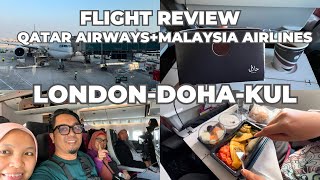 Qatar Airways amp Malaysia Airlines Codeshare Flight ReviewLondon to Kuala Lumpur via Doha [upl. by Adyht]