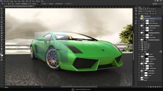 Lamborghini 3D Render Post Processing in Photoshop [upl. by Ahsiret232]