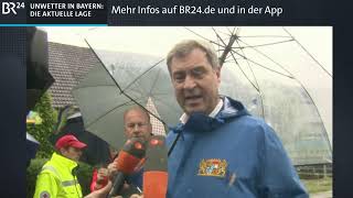 BR24live Update  Starkregen im Süden  Hochwasser und Evakuierungen [upl. by Alra823]