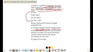 A particle is revolving in a circular path of radius 2m with constant angular speed 4rads [upl. by Daegal]