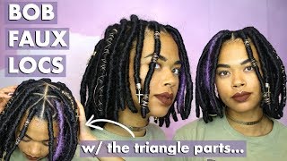 HOW TO  BOB FAUX LOCS ON LONGER HAIR  VERY DETAILED  TRIANGLE PARTS  olive chels [upl. by Netta]