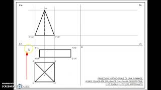 Proiezione ortogonale di un gruppo di solidi piramide a base quadrata e parallelepipedo [upl. by Kilby79]