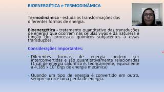 Aula 1 Bioenergéticaamptermodinâmica [upl. by Luby]