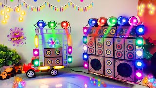 New DIY Mini DJ Truck with Sharpy Lights Festival  Eicher Mini Box DJ Truck Ganpati  Full Guide [upl. by Llerdnod265]