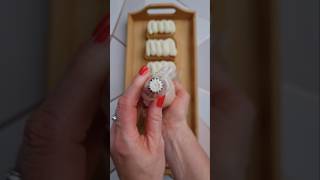 Victoria sponge fingers 🍰🧁whipped cream piping using 4B tip shorts piping cakedecorating [upl. by Hsilgne]