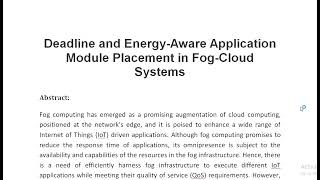 Deadline and Energy Aware Application Module Placement in Fog Cloud Systems [upl. by Minnnie]