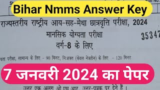 Bihar Nmms exam 7January 2024 answer key [upl. by Davita2]