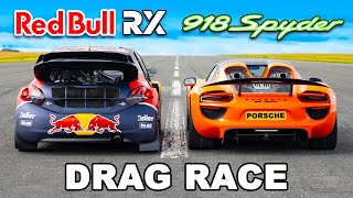 Porsche Hypercar v Red Bull Rallycross DRAG RACE [upl. by Hilario941]