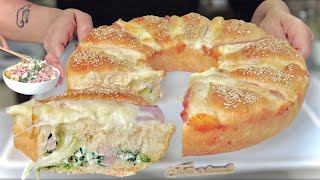 FOCACCIA SOFFICE PROSCIUTTO E FORMAGGIO impasto BRIOCHE SALATO ricetta facile [upl. by Ednutabab]