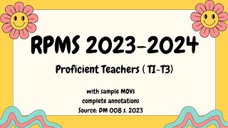 RPMS 20232024  with sample MOVs and annotations [upl. by Stoll]