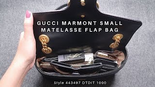 GUCCI MARMONT MATELASSE SMALL FLAP  What fits inside [upl. by Selhorst59]