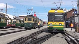 Wengernalpbahn und Jungfraubahn auf der Kleinen Scheidegg März 2015 [upl. by Brosine]