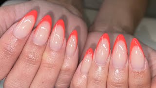 Almond French Tips  How To Do Nails For Beginners [upl. by Adnohsal872]