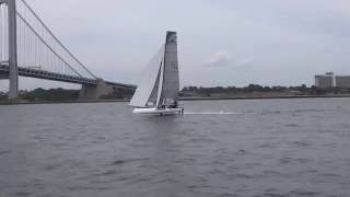 Nacra 20 FCS Moonshine Foiling in the Statute of Liberty Race [upl. by Suoiradal251]