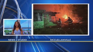 Abandoned trailer catches fire early Tuesday in McClellanville [upl. by Arracat]