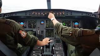 RAF Airbus 330200 Cockpit Landing Calgary CYYC [upl. by Herwick]