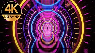 10Hour 4k Fast moving Relaxing Meditation metallic Color Neon light Tunnel Abstract background video [upl. by Ennovihc606]