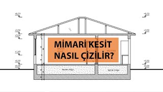 MİMARİ KESİT NASIL ÇİZİLİR  DAHA ÖNCE PLANINI ÇİZDİĞİMİZ TEK KATLI MÜSTAKİL EVİN KESİTİNİ ÇİZDİK [upl. by Aleakcim]