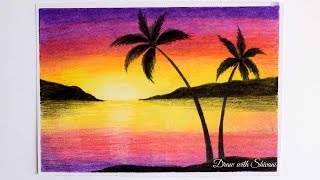 Easy Landscape using Oil pastels Landscape Drawing for beginners [upl. by Ahsiym352]