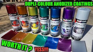 Duplicolour Metalcast Anodized Coating paints sprayed out and reviewed AWESOME 👏 COLOURS 👏 [upl. by Ennovahs307]