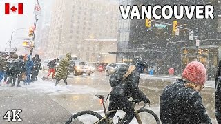 🇨🇦 【4K】❄️❄️❄️ EXTREME SNOWSTORM in Downtown Vancouver BC Canada 2024 [upl. by Gitel]