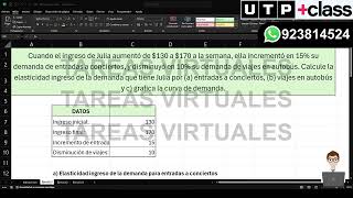 🔴AC  S06 Semana 06  TAREA ELASTICIDADES en Excel  ECONOMÍA UTP Septiembre 2024 923814524 [upl. by Aket]