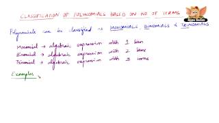 How are the polynomials classified based on number of terms [upl. by Yaluz]