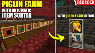 119 new PIGLIN TRADING FARM with AUTO ITEM SORTER Infinite LOOT  Minecraft Bedrock [upl. by Lewin]