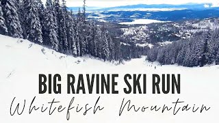 Skiing Whitefish Mountain Ski Resort Montana  Big Ravine Ski Run POV Big Mountain Whitefish Montana [upl. by Akceber]