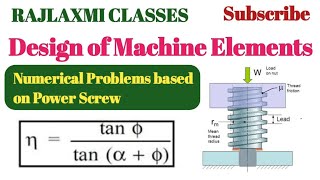 Numerical Problems based on Power Screw ll Lead Screw ll Design of Machine Elements ll Mech Engg [upl. by Busby]