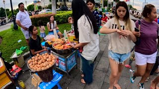 Cambodia Tour 2024  Walking Tour 4K  Holiday Walk Riverside Street Food in Phnom Penh City [upl. by Lednyc]