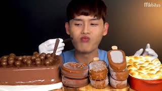 BONGGIL CHOCOLATE ICE CREAM WITH SMORES DIP CHOCOLATE PUDDING MUKBANG BITES ONLY [upl. by Corilla]