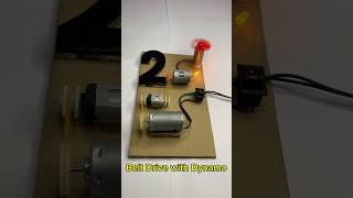 Belt Drive by Dynamo motor dynamo dcmotor electronic motor diy handmade shorts experiment [upl. by Cornie]