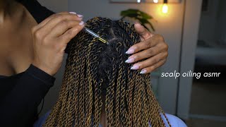 ASMR  Scalp Oil on Rope Twists ✨ Scalp Scratching Tapping and Spritz  Real Person no talking [upl. by Essilec]