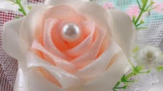 DIY Satin Ribbon reeds flowers  How to make rose with ribbon  best Ribbon decoration ideas [upl. by Anomas745]