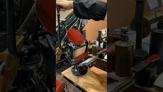 Print making with a large linocut with a tabletop printing press [upl. by Icul]